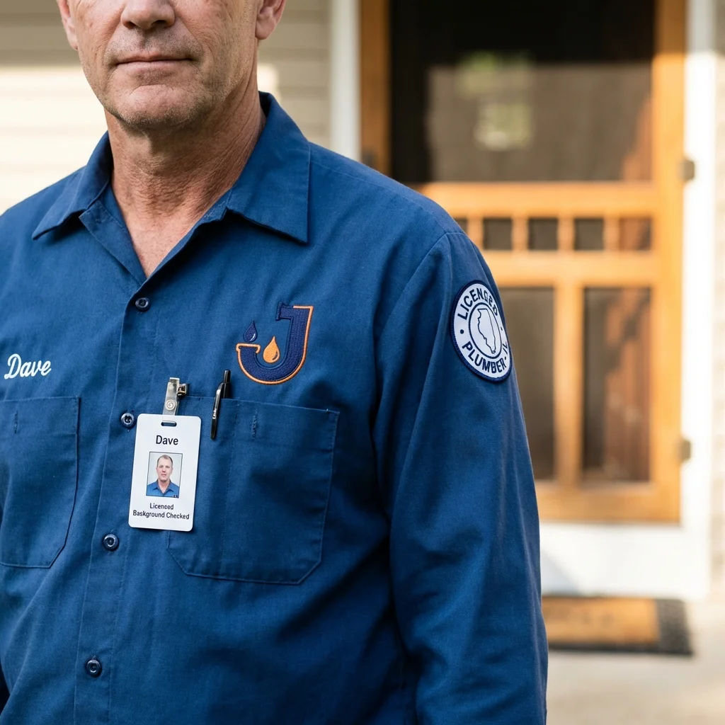Licensed plumber showing ID badge in Monticello, KY