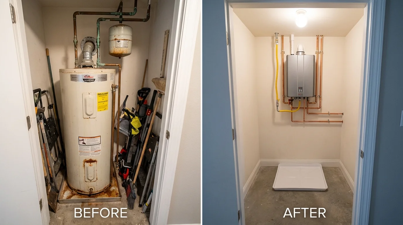 Tank water heater versus wall-mounted tankless unit comparison for Monticello, KY homeowners